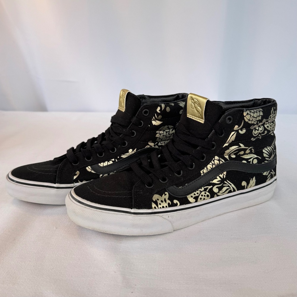 Vans SK8-Hi Slim 50th Anniversary Duke Black Gold Foil Shoes Mens 8.5 - Picture 3 of 8